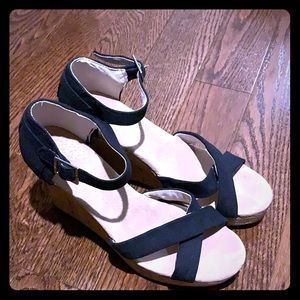 Toms black wedge heels